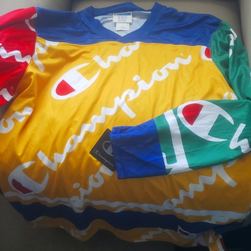 NWT Champion Colorblock Long Sleeve Hockey Jersey